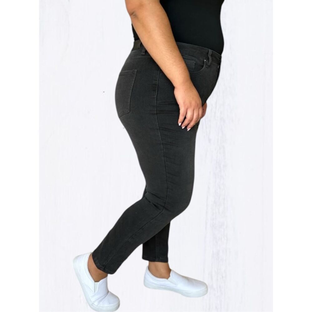 Black Wash Plus High Rise Tummy Control Skinny Jeans Stretch Sculpting Jegging - Picture 16 of 16